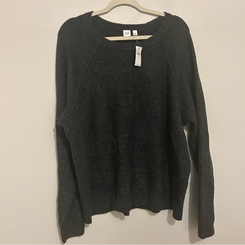Gap Soft Waffle Knit Charcoal Grey Long Sleeve Pullover Sweater nwt xxl xxlarge